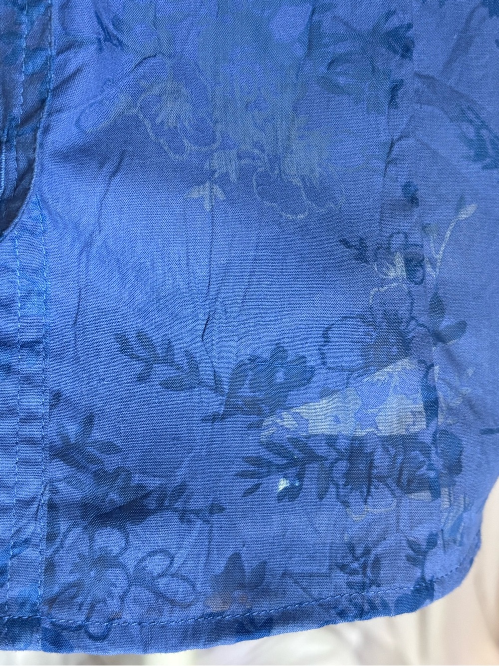 Lemon Grass Short-Sleeve Floral Jacquard Button-Down Shirt Blue Size L - Picture 5 of 6